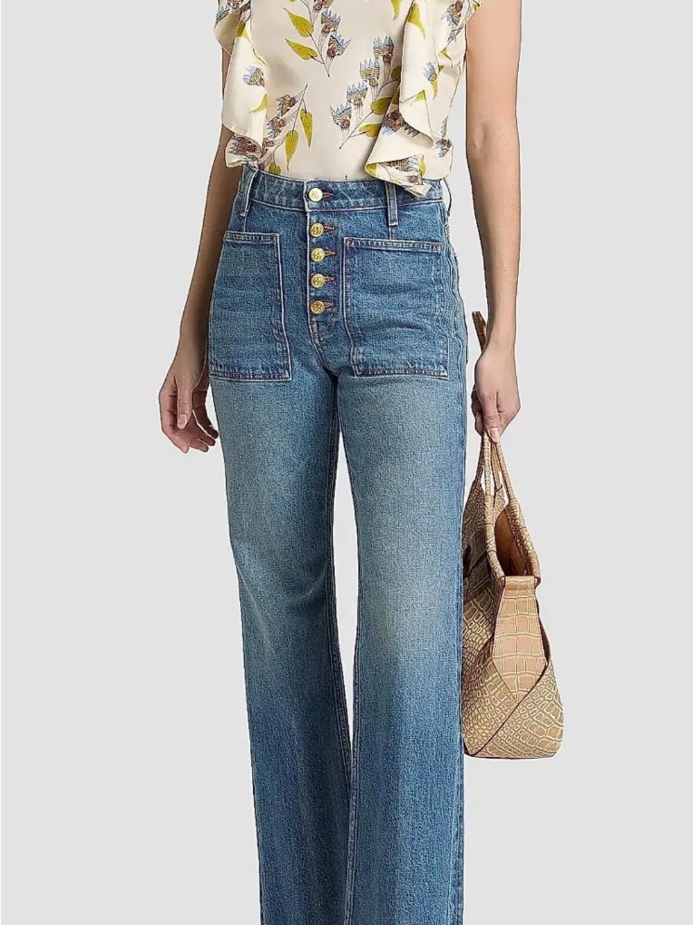 High-Rise Wide-Leg Women's Jeans in Classic Blue Ulla Johnson Lou Kick Jean
